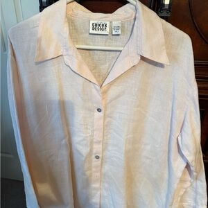 Chico's Design Light Pink Linen Top Size 3 (xl)